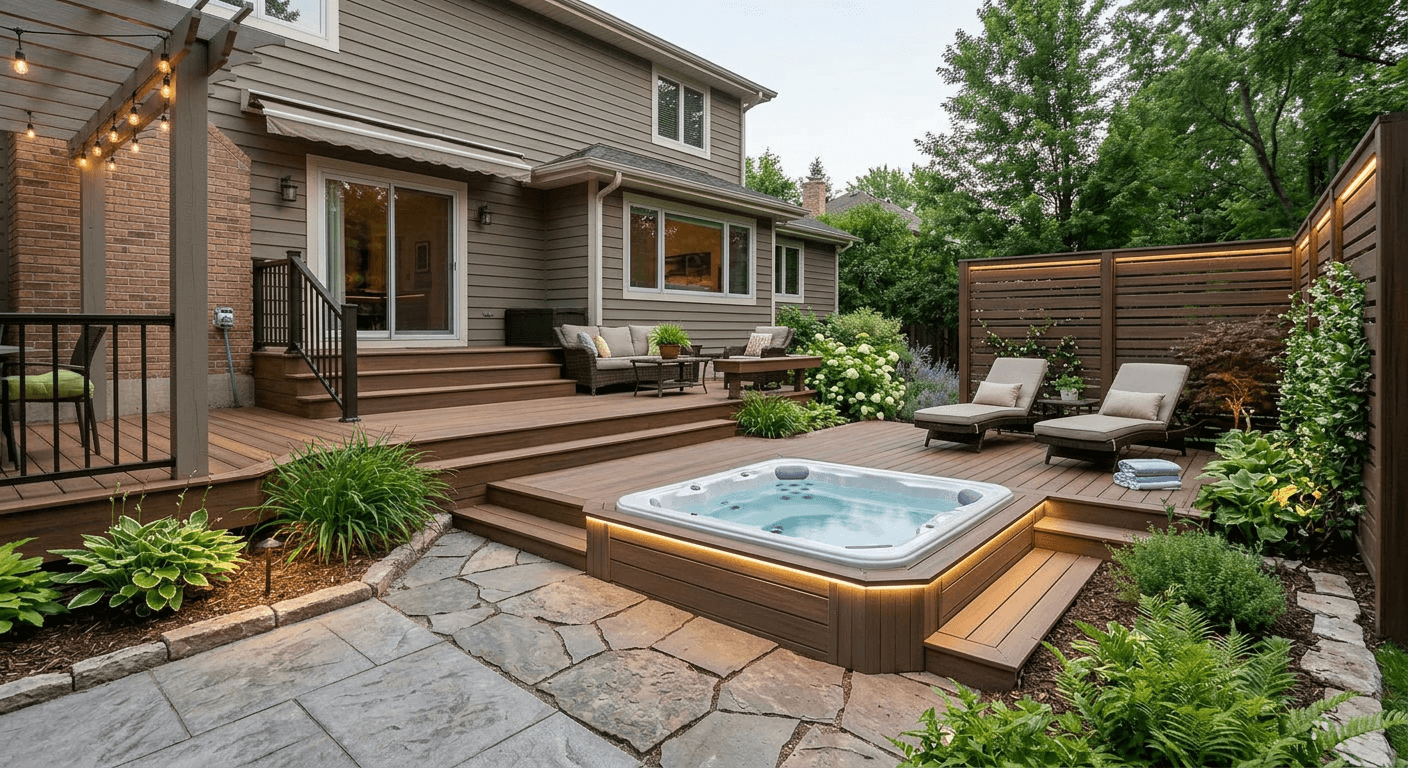 Luxurious hot tub and spa backyard addition generated by Nano Banana Image AI