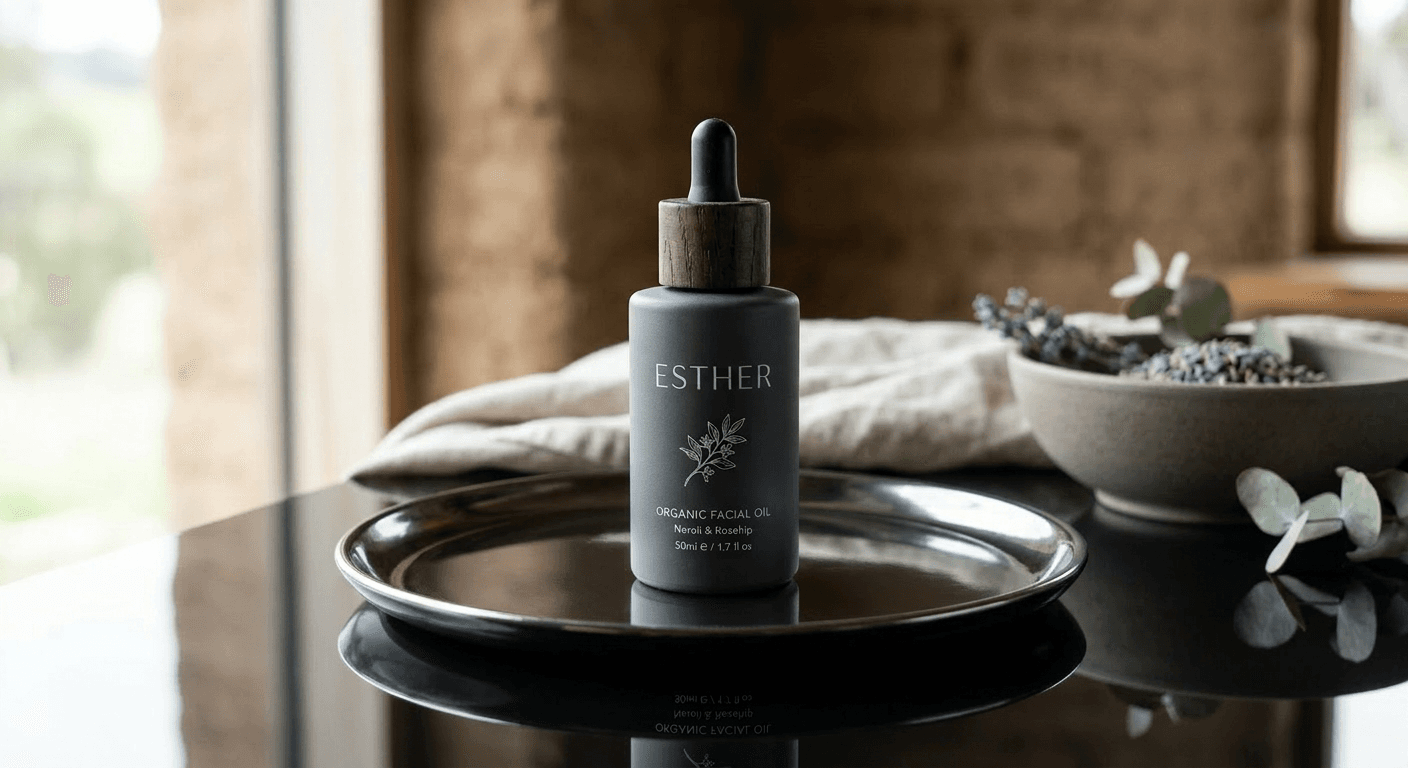 High-end product photo with AI-generated glossy surface reflection