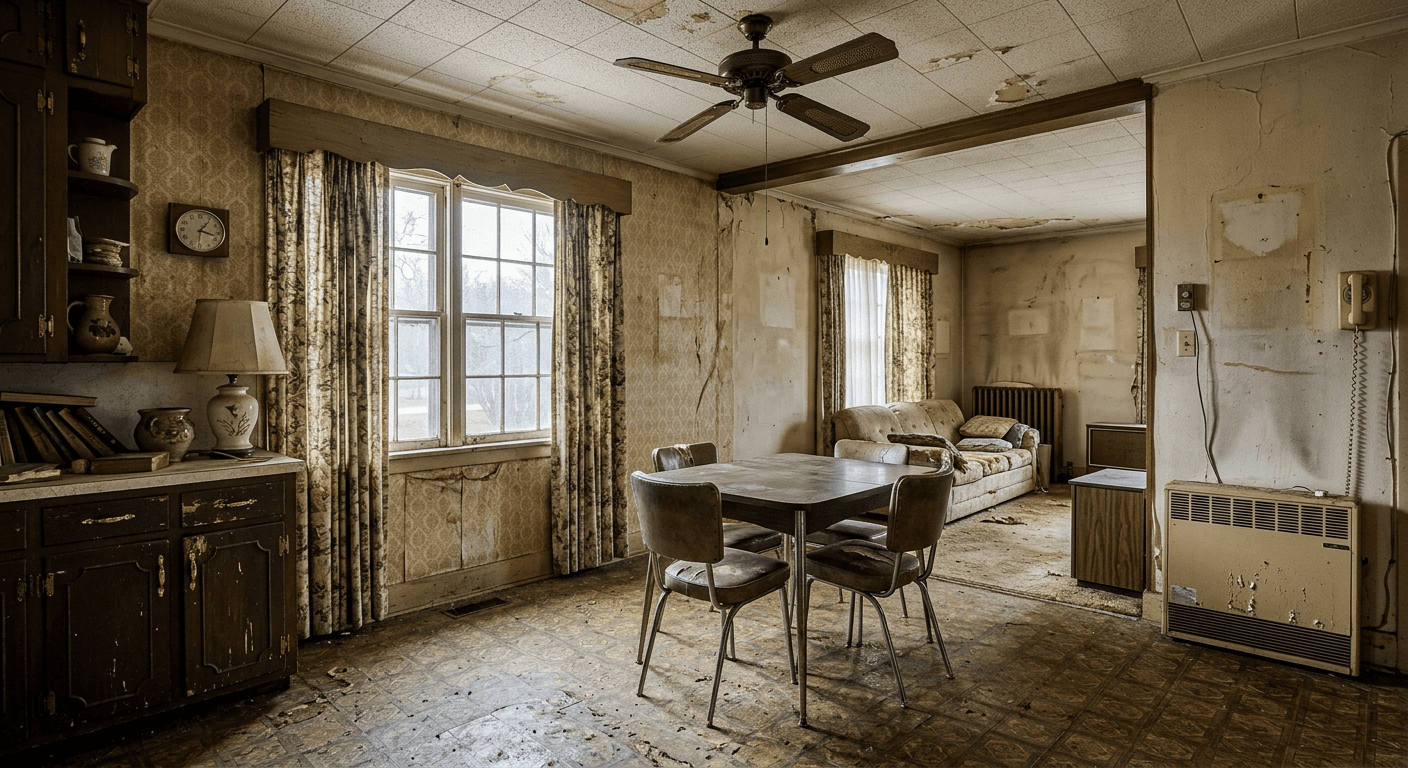 A dated, uninspiring room before AI virtual renovation