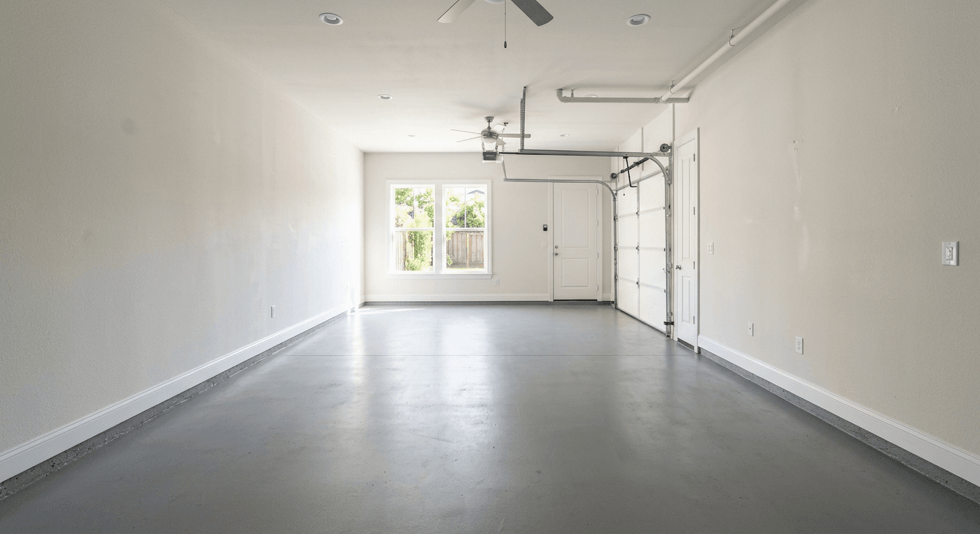 Empty, sterile room before being staged as a home gym by Nano-Banana Image AI
