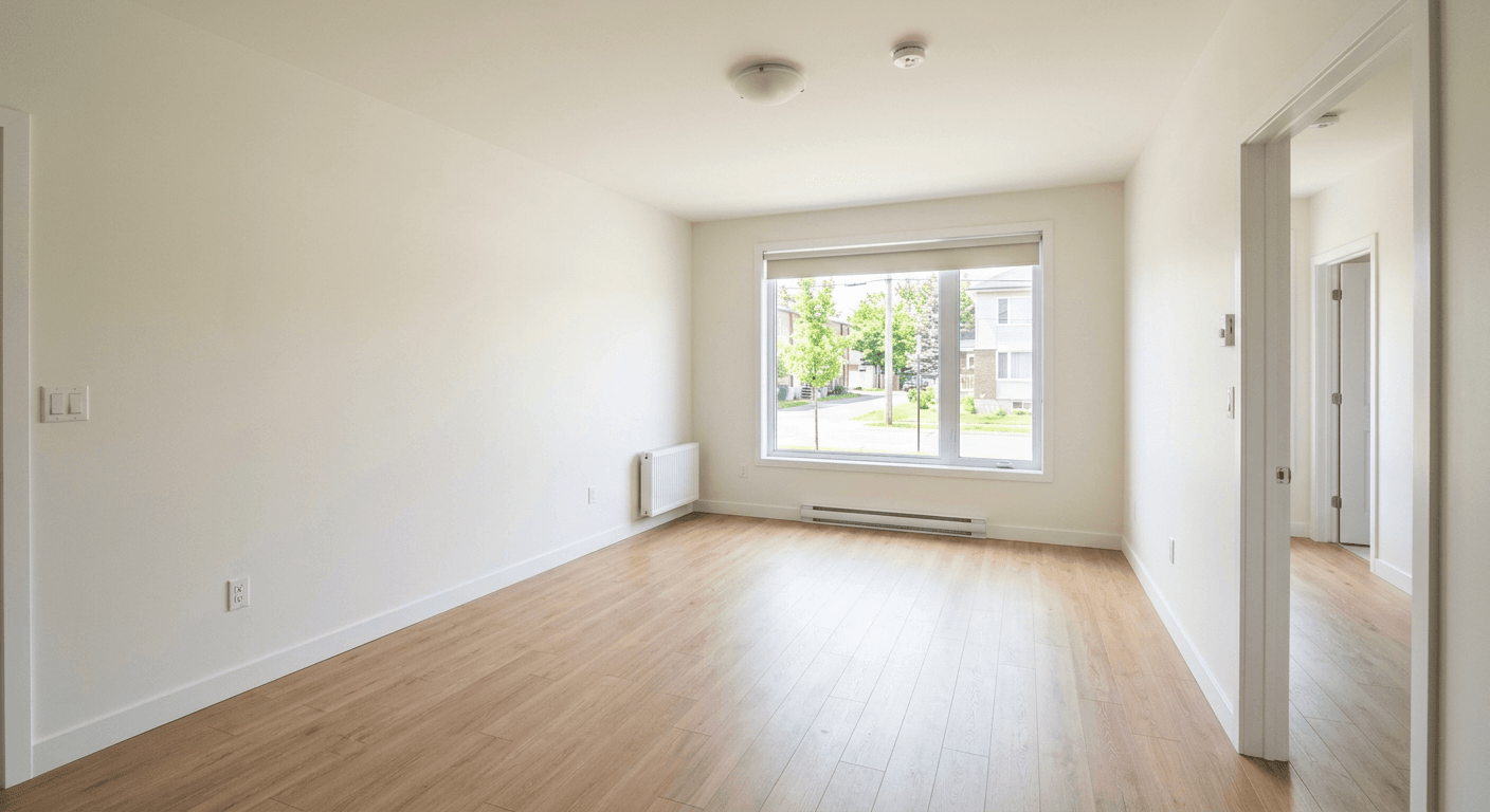 Empty rental property living room before AI virtual staging