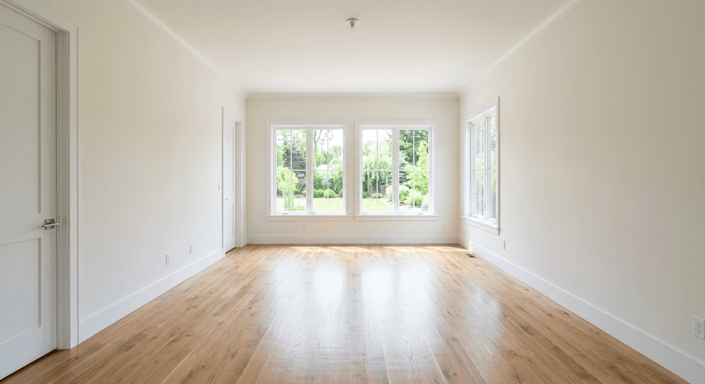 Empty, unstaged room before AI virtual staging